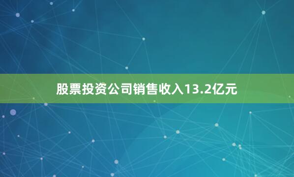 股票投资公司销售收入13.2亿元